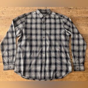 THEORY Men’s Long Sleeve Button Down Plaid Shirt Navy Size XL